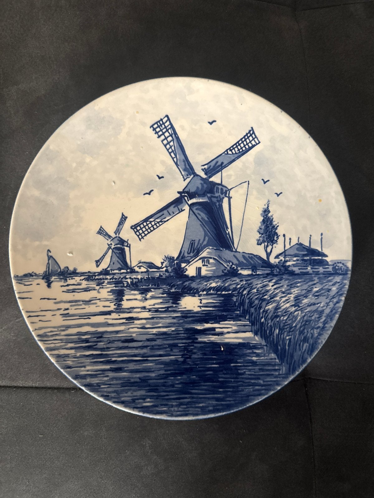 Delfts Blauw Handgeschilderd Wandbord Molens Holland, Ophalen of Verzenden