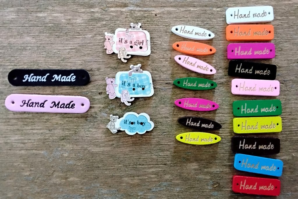 Handmade en baby buttons/labels - van hout en pu, Ophalen of Verzenden, Nieuw, Overige typen