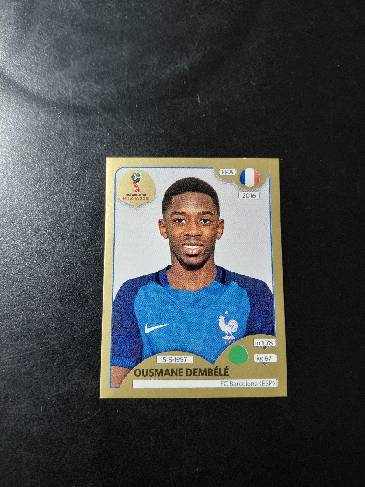 Ousmane dembele ROOKIE (gold edition) panini wk 2018, Verzenden, Nieuw, Buitenlandse clubs, Poster, Plaatje of Sticker