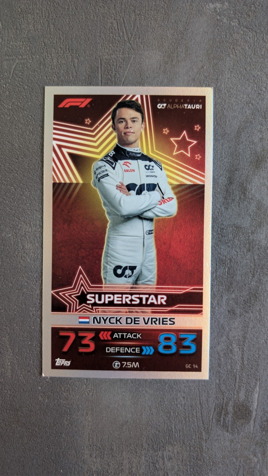Topps Turbo Attax F1 2023 GC14 Nyck de Vries Giant Card, Ophalen of Verzenden, Zo goed als nieuw, Plaatje