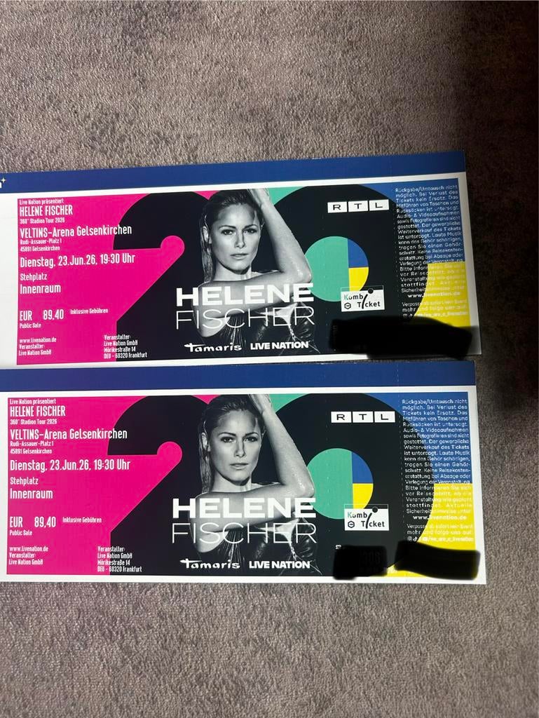 2 staanplaatsen Helene Fischer in Gelsenkirchen 23 juni 2026, Twee personen, Juni