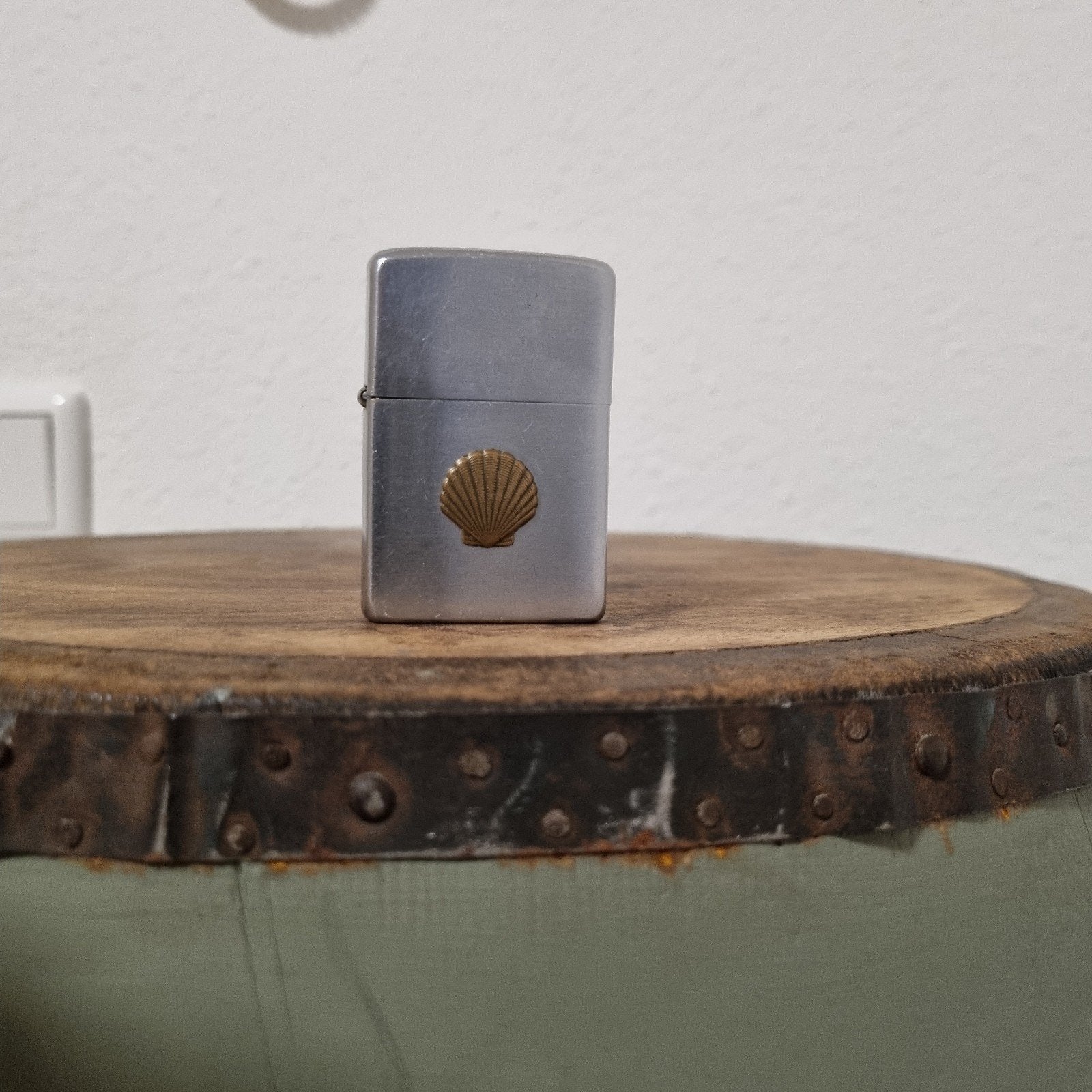Zippo uit 1954/55. Shell logo, originele insert.!, Ophalen, Gebruikt, Aansteker