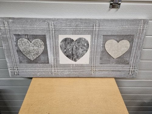 schilderij doek met harten grijs tinten, Ophalen of Verzenden, 'T Olde Gre-j, Info@toldegrej.nl, Endepoelstraat 20f Didam