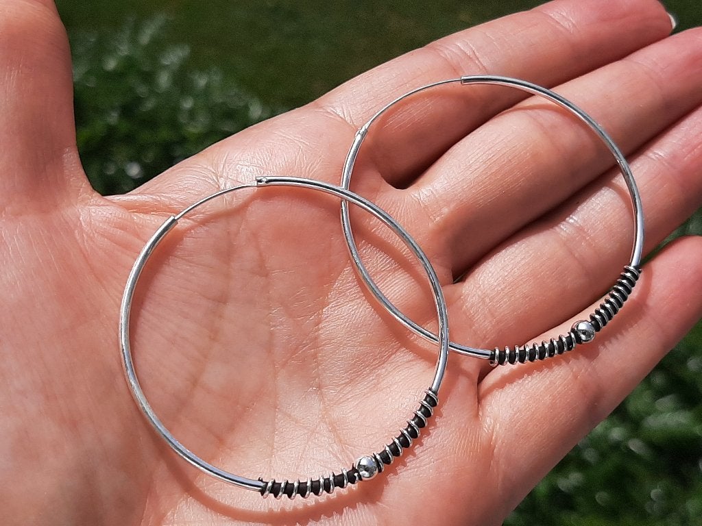 Vanoli 925 zilver creolen oorbellen uit Bali hoops 4,5 cm, Hangers, Vanoli, Amsterdam, Nieuw