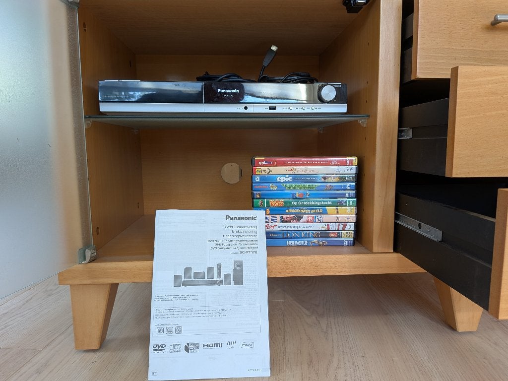 Panasonic Silver Dolby 5.1 systeem inclusief mediameubel, Audio, Tv en Foto, Gebruikt, Afstandsbediening, Overige typen, Ophalen