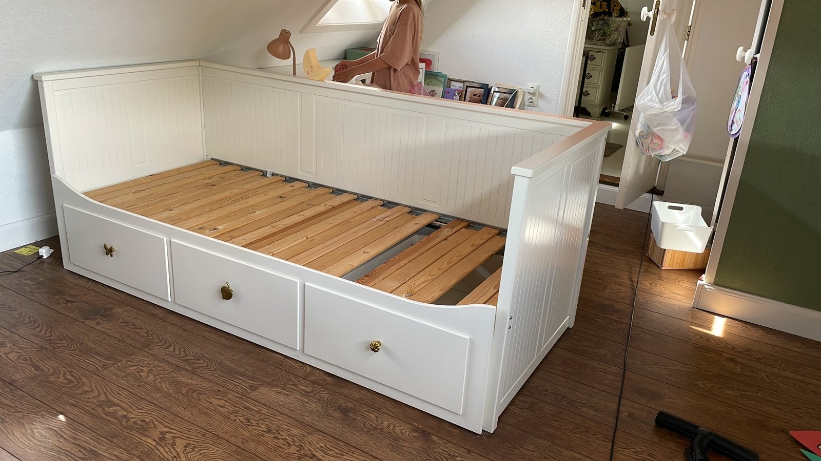 Hemnes bed ikea, Ophalen, 90 cm, Eenpersoons, Wit