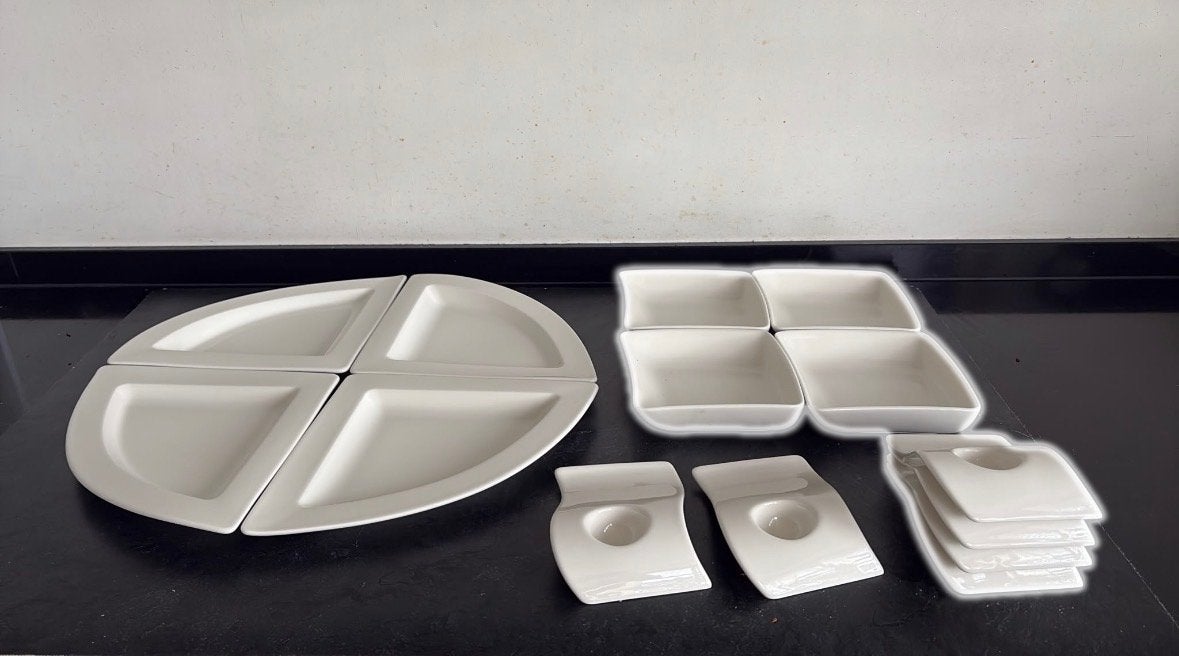 Villeroy & Boch New Wave serviesdelen: bordjes, schaaltjes,, Ophalen, Zo goed als nieuw, Modern, Porselein