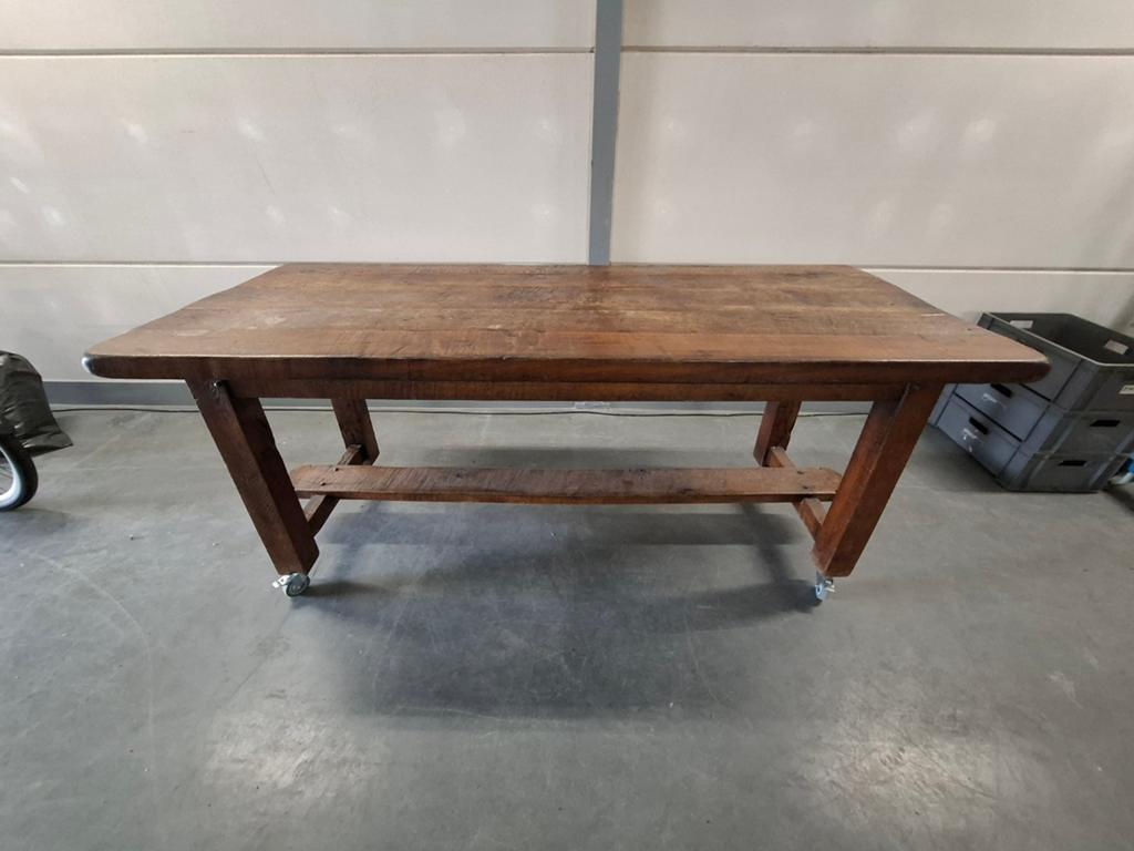 Vintage/industrieel lock oude massieve tafel., Antiek en Kunst, Ophalen of Verzenden