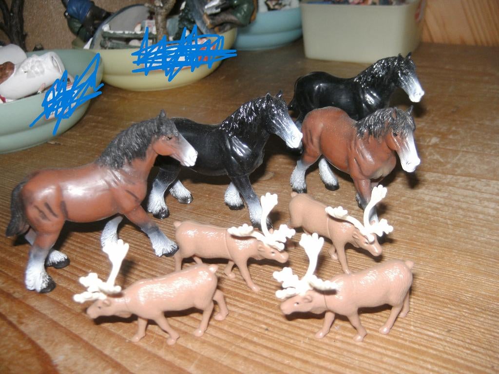 zwart paarden bruin paarden elanden met gewei vintage kerst, Ophalen of Verzenden, Gebruikt, Paard, Overige typen