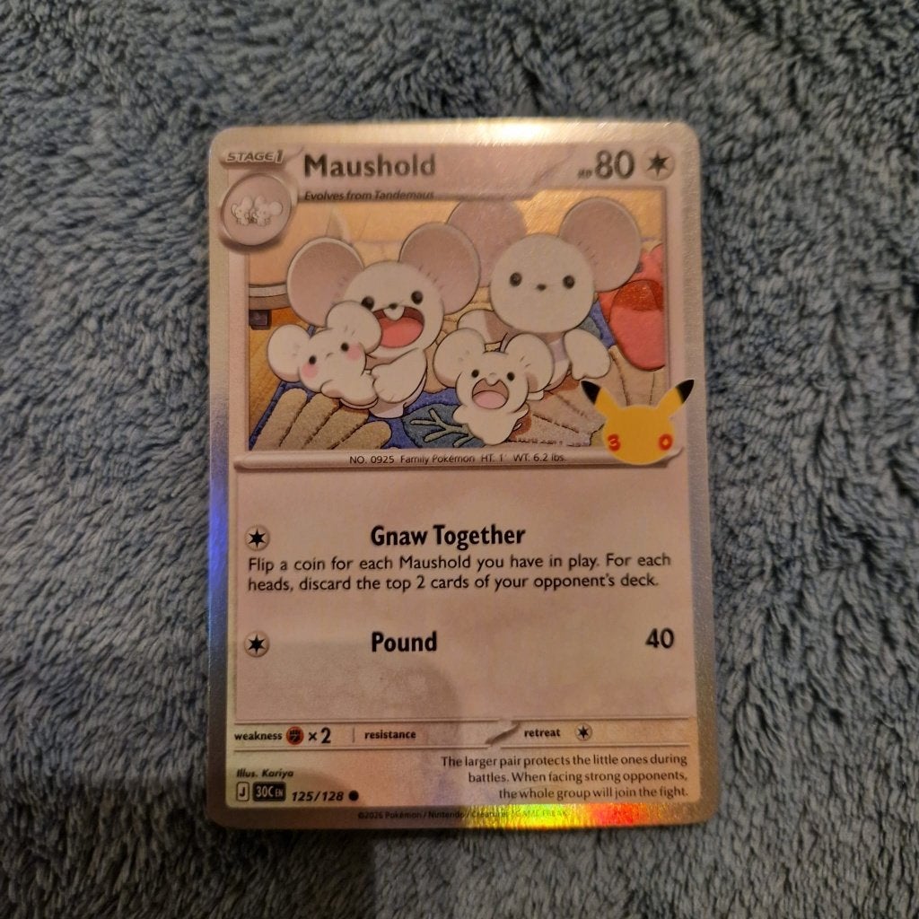 Maushold 125/128 Pokémon 30th Celebration holo, Ophalen of Verzenden, Zo goed als nieuw, Losse kaart, Foil