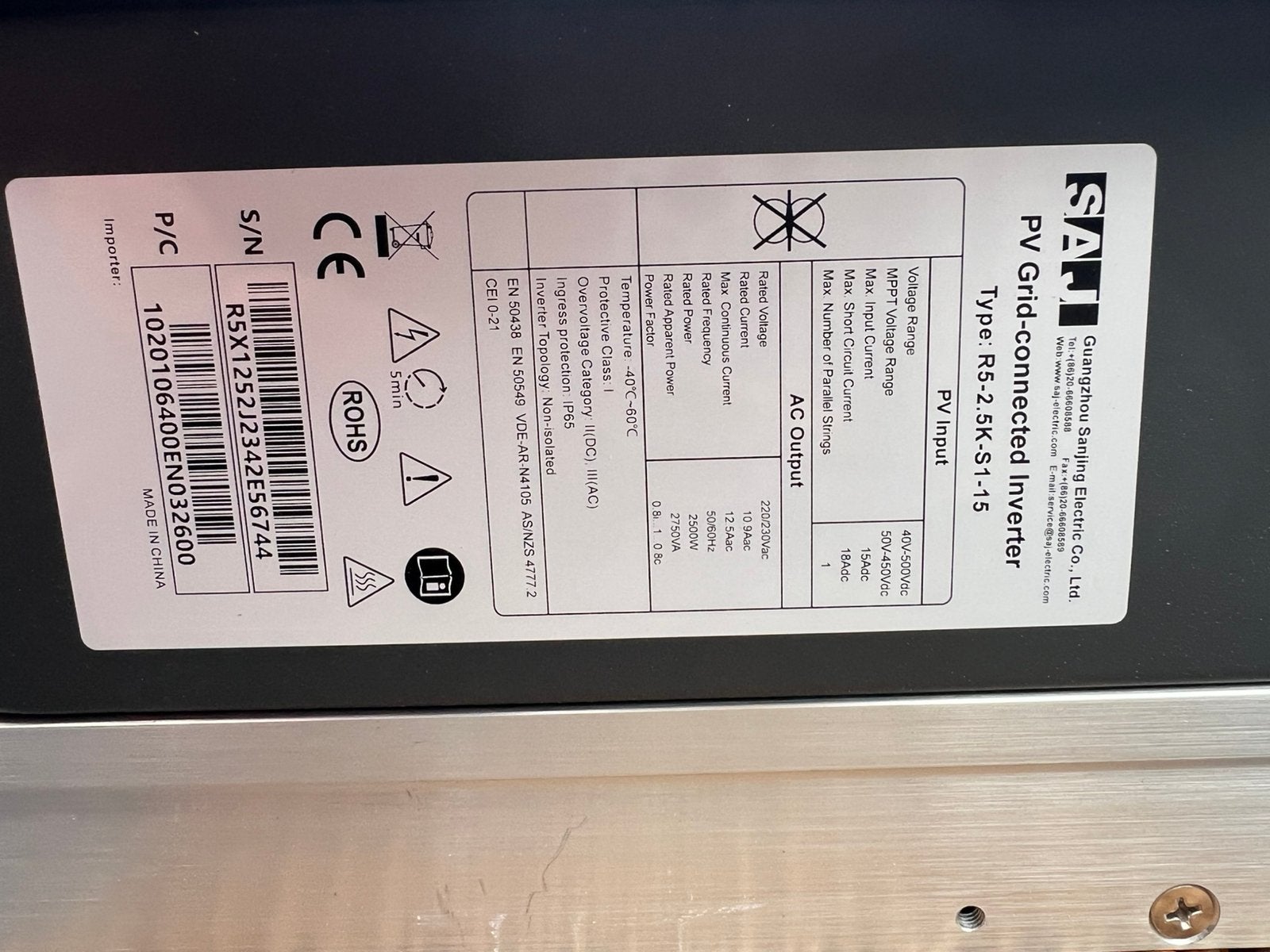 SAJ omvormer, Ophalen, Zo goed als nieuw, Compleet systeem, 200 wattpiek of meer