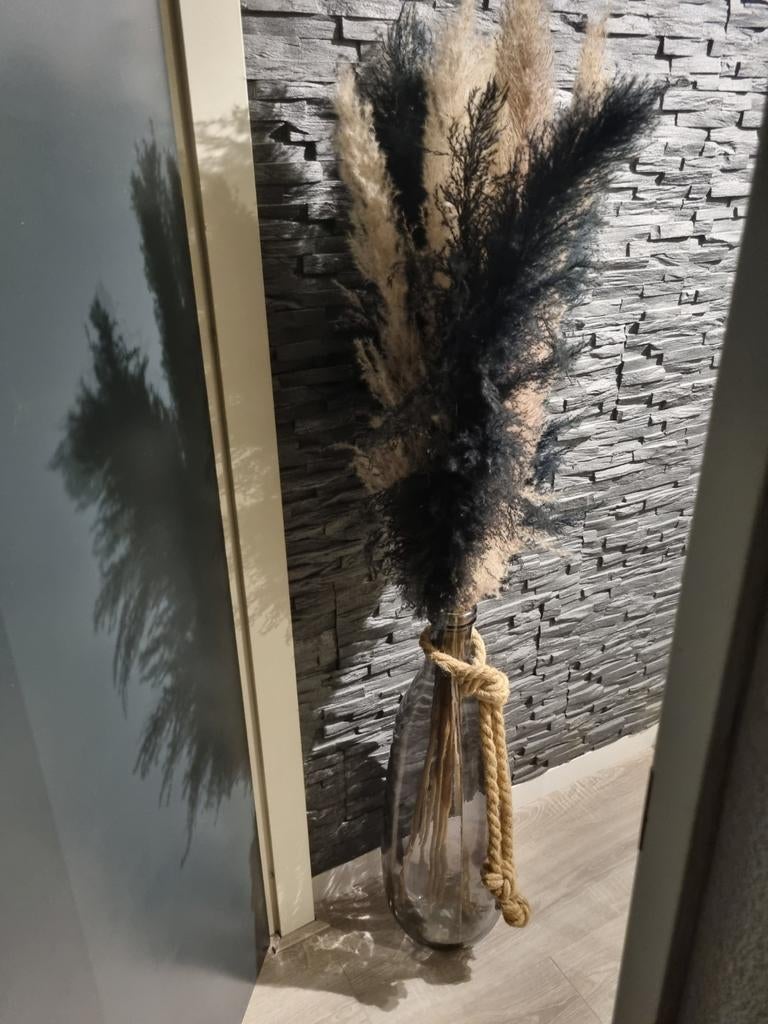Grote vaas met pampas pluimen, 1.60m hoog, Ophalen