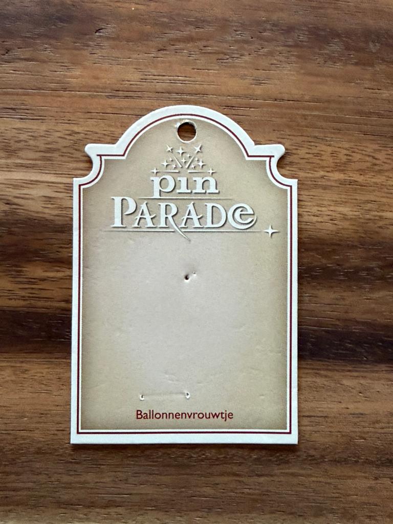 Efteling pin kaartje Ballonnenvrouwtje, Ophalen of Verzenden, Zo goed als nieuw, Button of Speldje