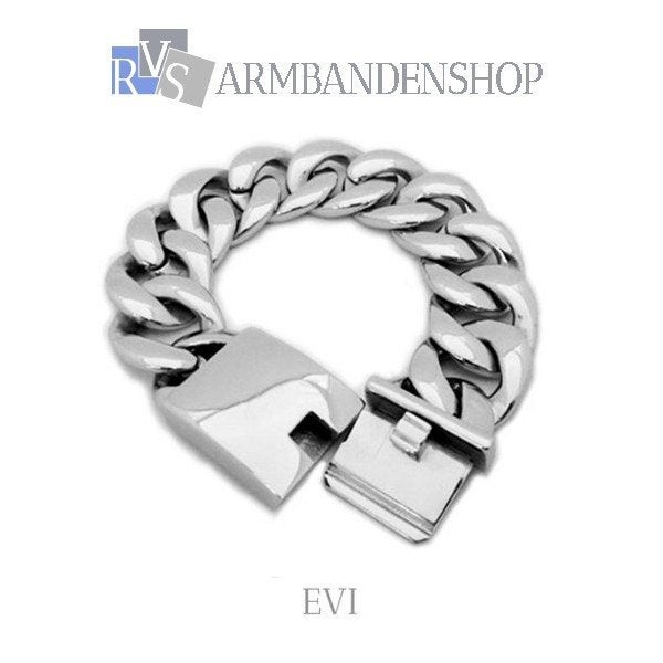 Rvs zilver staal sieraden armbanden heren armband Evi, Sieraden, Tassen en Uiterlijk, Verzenden, Nieuw, Zilver, Staal