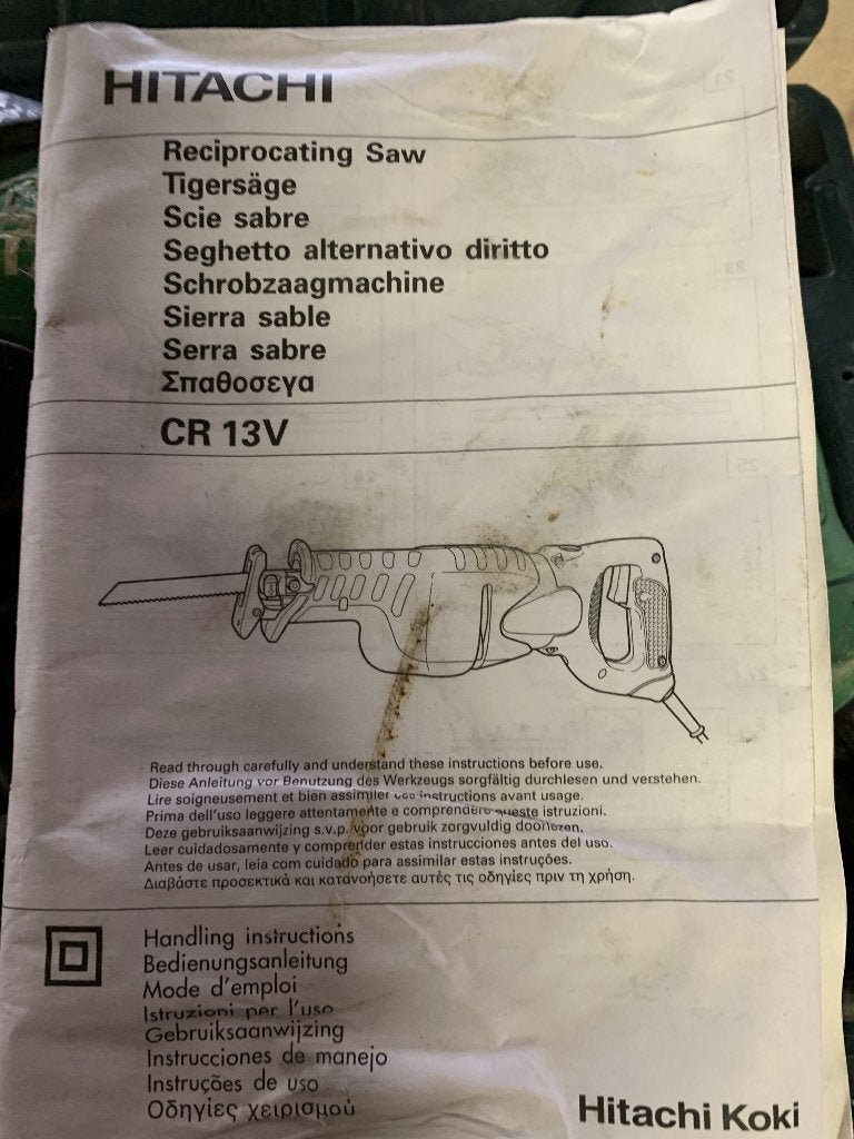 Hitachi CR 13V Reciprozaag / Schrobzaag, Ophalen, Gebruikt, 70 mm of meer, 600 tot 1200 watt
