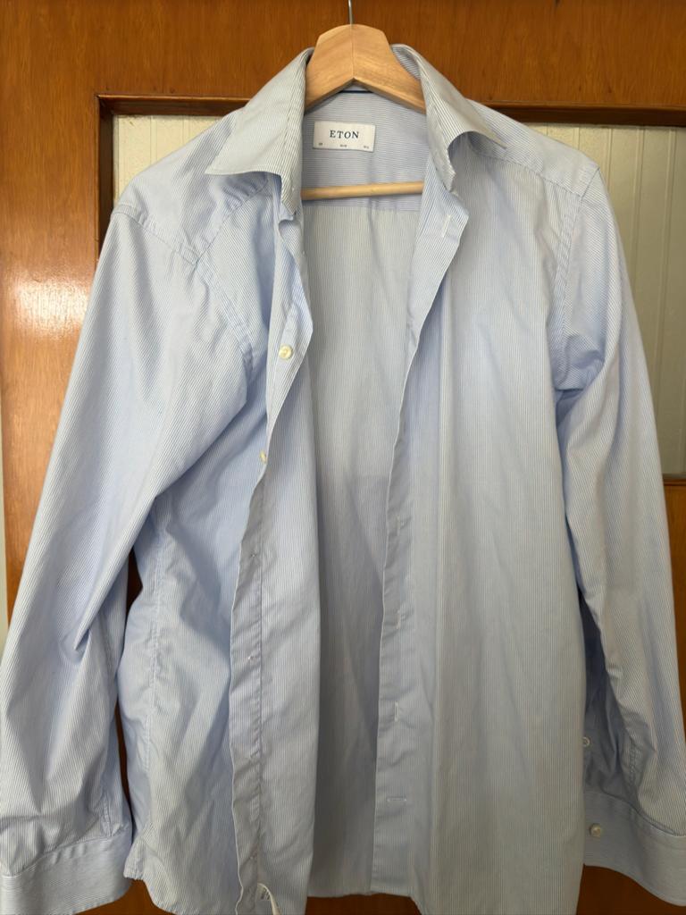 Eton overhemd, Ophalen of Verzenden, Zo goed als nieuw, Blauw, Halswijdte 39/40 (M)