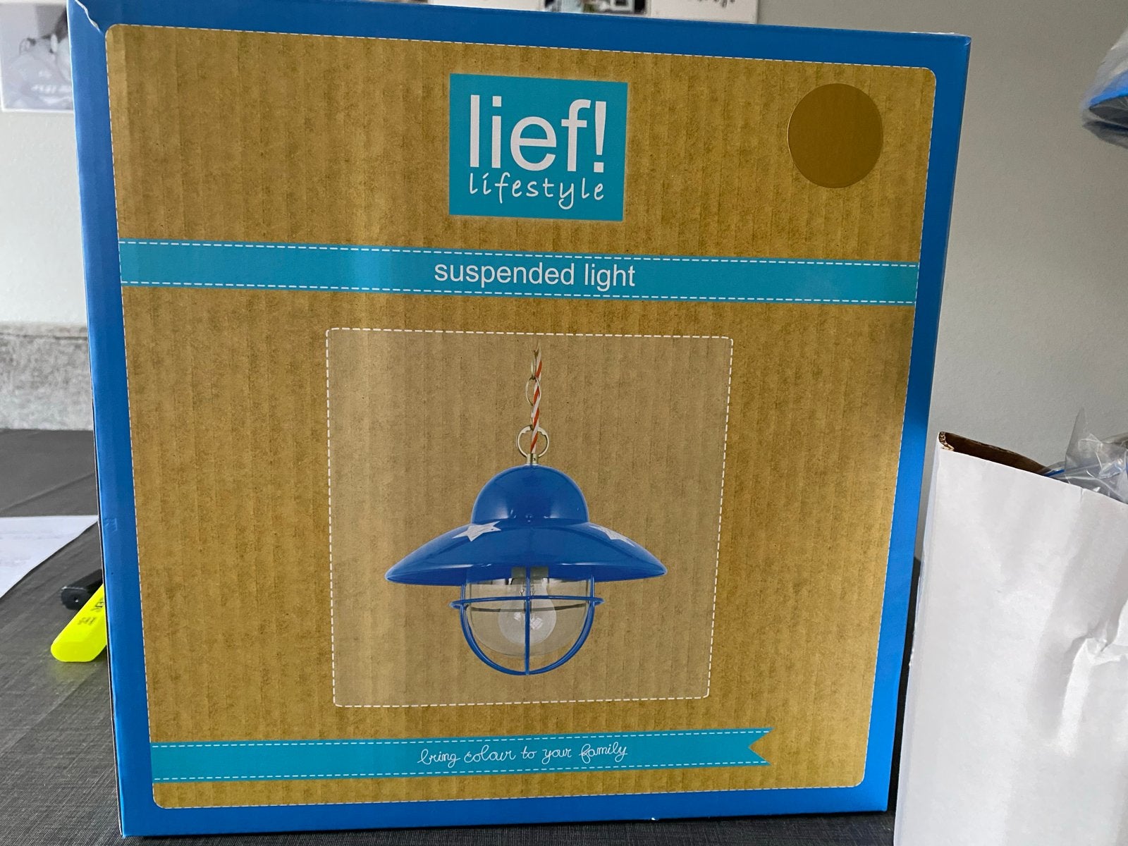Lief! Lifestyle hanglamp blauw met sterren, Ophalen of Verzenden, Nieuw, Metaal, Overige fittingen