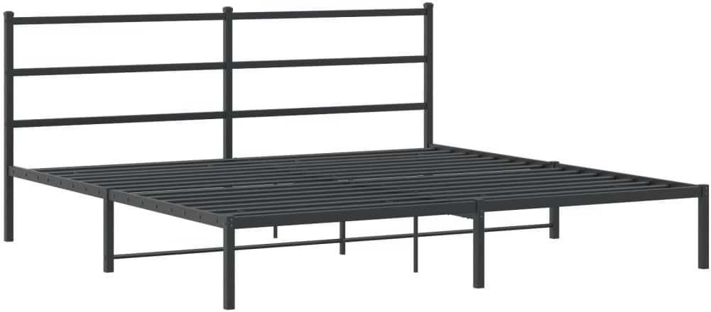 Bedframe met hoofdbord metaal zwart 200x200 cm, Huis en Inrichting, Slaapkamer | Bedden, Ophalen, Zwart, Overige maten, 200 cm