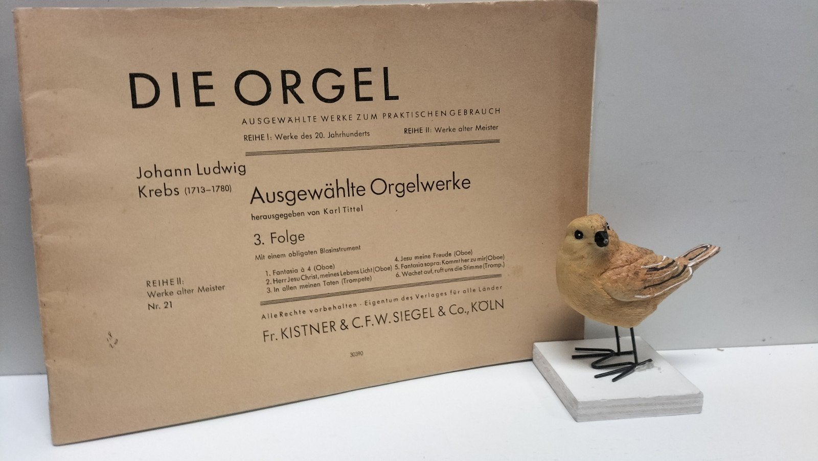 Krebs. J.Ludwig;  Ausgewählte Orgelwerk 3. folge, Orgel, Gebruikt, Ophalen of Verzenden, Religie en Gospel