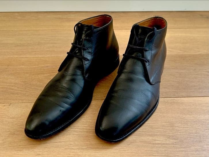Zwarte leren heren boots van Bommel - maat 43,5, Ophalen of Verzenden, Gedragen, Zwart, Boots