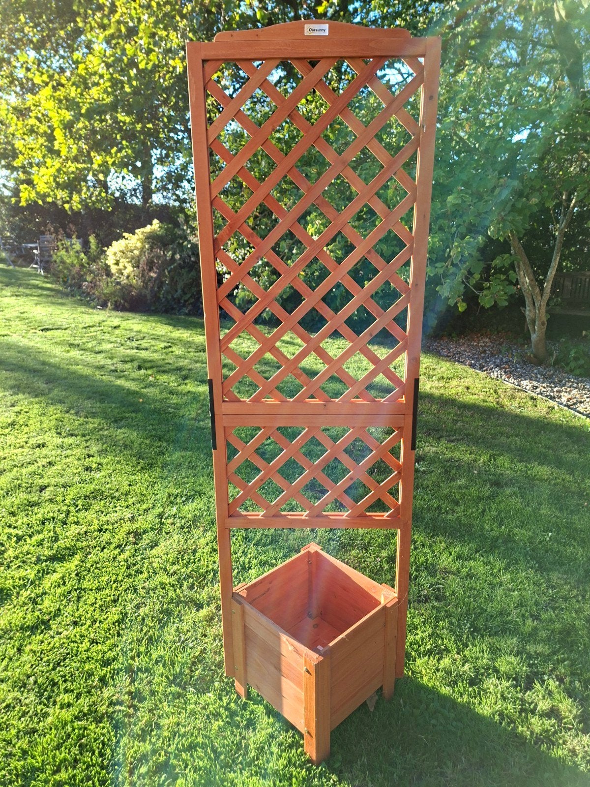 Outsunny Houten Plantenbak met Klimrek, Ophalen, Minder dan 60 cm, Vierkant, Nieuw