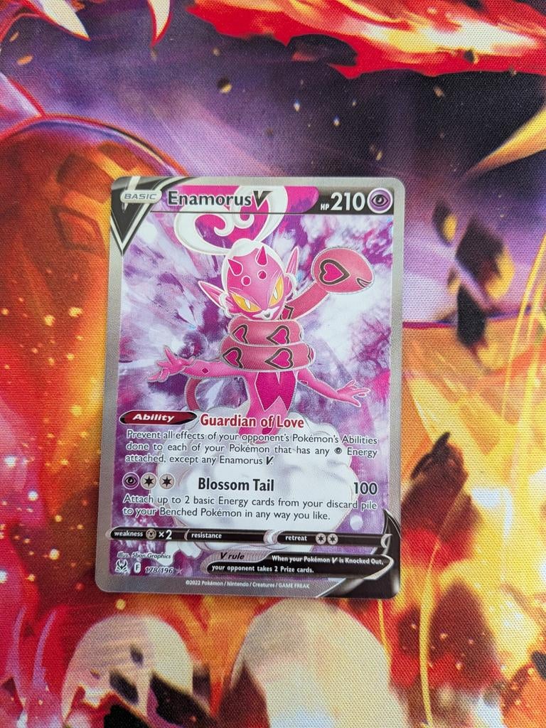Enamorus V Full Art #178 Pokemon Lost Origin, Ophalen of Verzenden, Zo goed als nieuw, Losse kaart, Foil