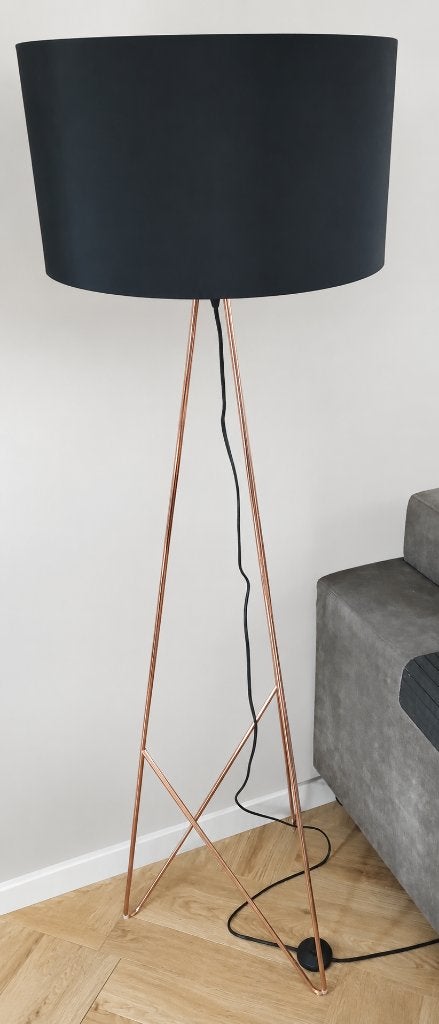 Design Vloerlamp – Zwart met Koper – Tripod, Ophalen, Gebruikt, 100 tot 150 cm, E27 (groot)