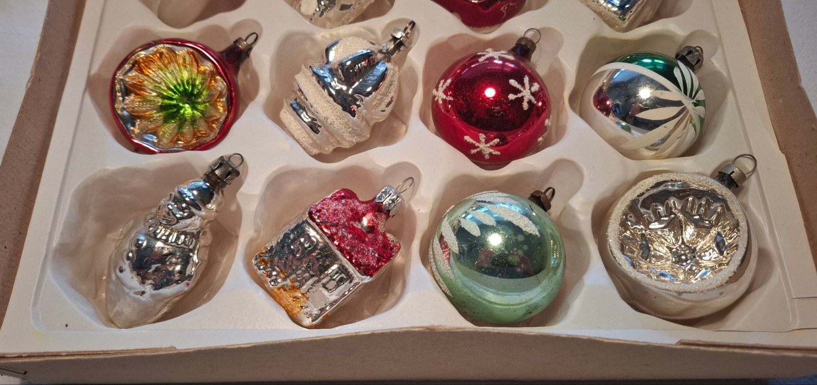 DIV OUDE GLAS DEUK KERSTBALLEN IN DIV KLEUREN, Ophalen of Verzenden, Gebruikt