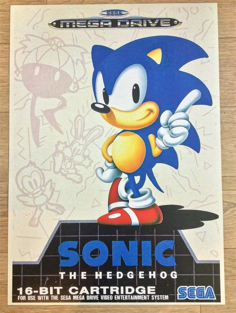 Grote SONIC THE HEDGEHOG megadrive Gameroom Art Poster, Spelcomputers en Games, Verzenden, 1 speler, Nieuw, Vanaf 3 jaar