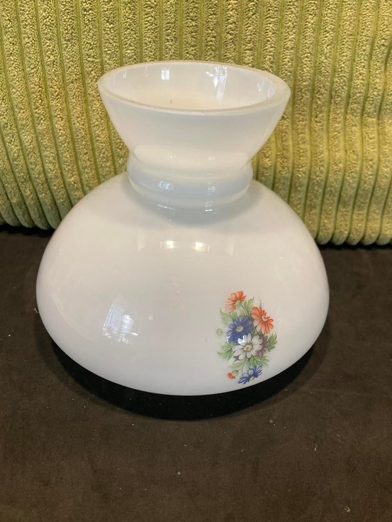 Glazen lampenkapje met bloemetjes (010426), Huis en Inrichting, Lampen | Lampenkappen, Ophalen of Verzenden, Zo goed als nieuw