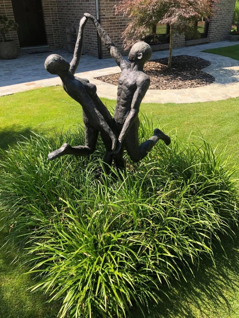 Bronzen Tuinbeeld Danspaar - Uniek en Elegant, Tuin en Terras, Tuinbeelden, Ophalen, Gebruikt, Overige materialen, Mensenbeeld