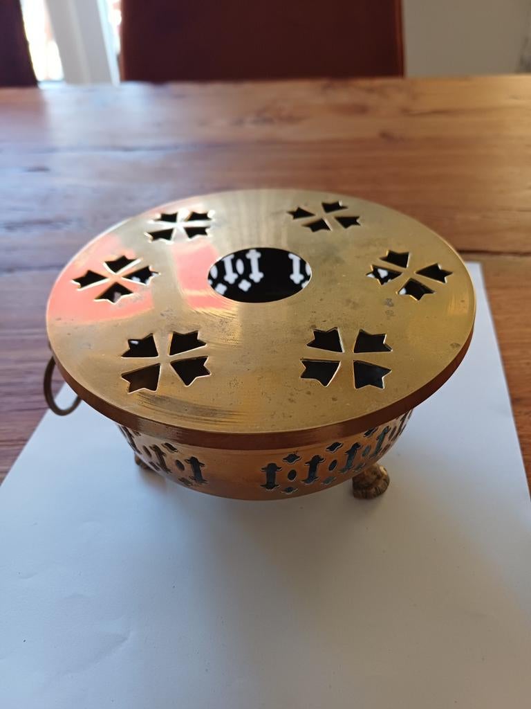 Koperen theelichtje / waxinelichtje op pootjes, Ophalen of Verzenden