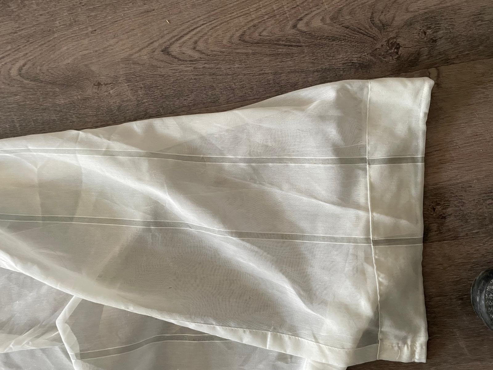 Lichte vitrage gordijnen met plooiband, wit/crème, Ophalen, Gebruikt, 200 cm of meer, Wit