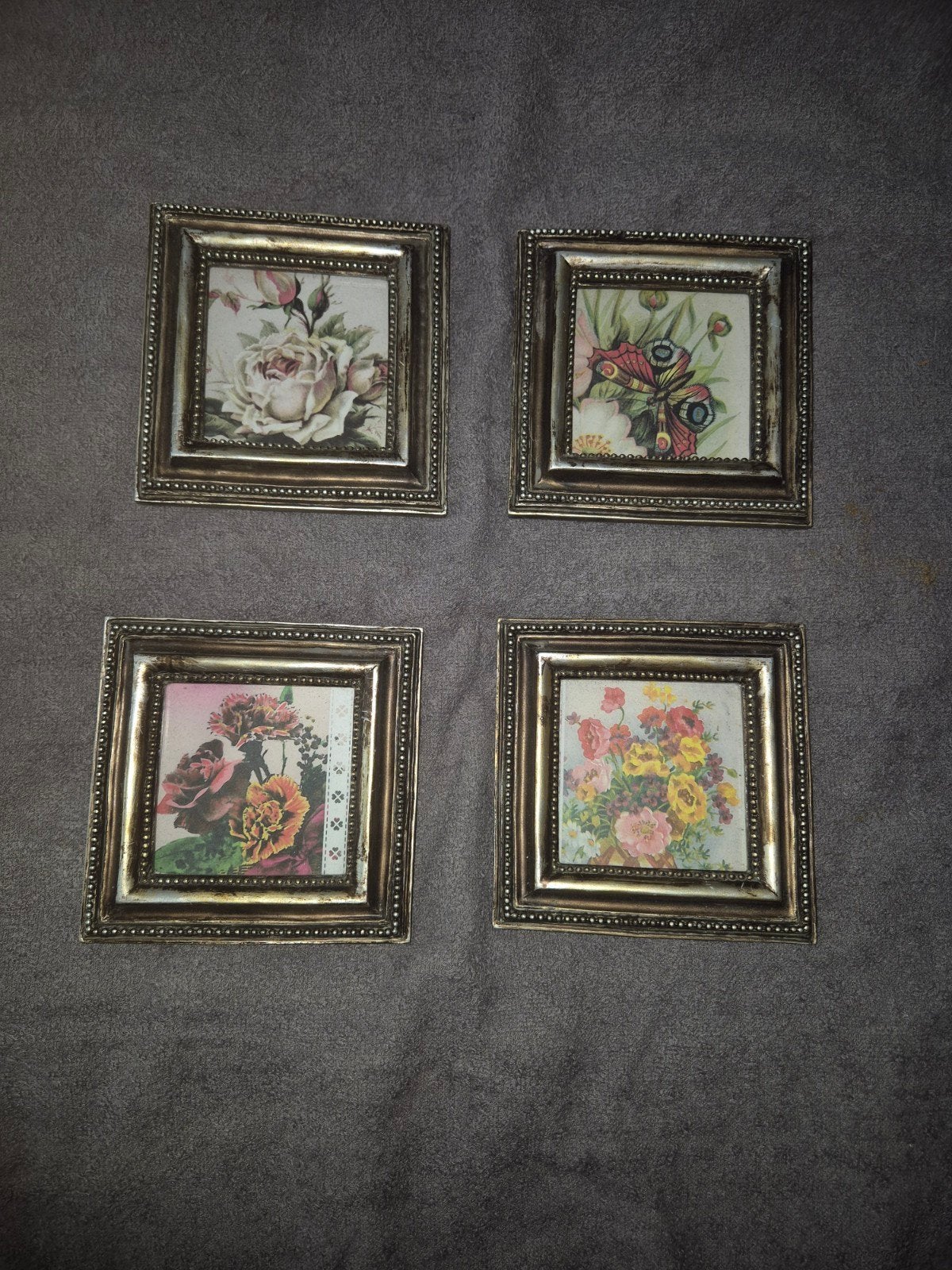 Set van 4 vintage zilverkleurige zware fotolijstjes, Gebruikt, Ophalen of Verzenden, Fotolijst, Goud