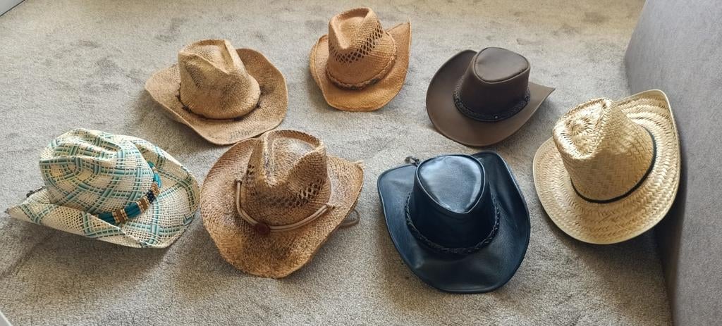 Cowboy Western hoeden, Diverse merken., Ophalen, Gedragen, 56 of 57 cm (M, 7 of 7⅛ inch)
