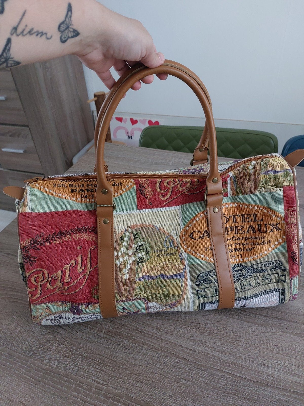 Vintage Parijs Tapestry Handtas - Uniek Design, Ophalen of Verzenden