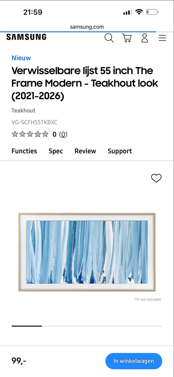 Samsung The Frame Verwisselbare Lijst 55 inch Teakhout, Ophalen, Nieuw