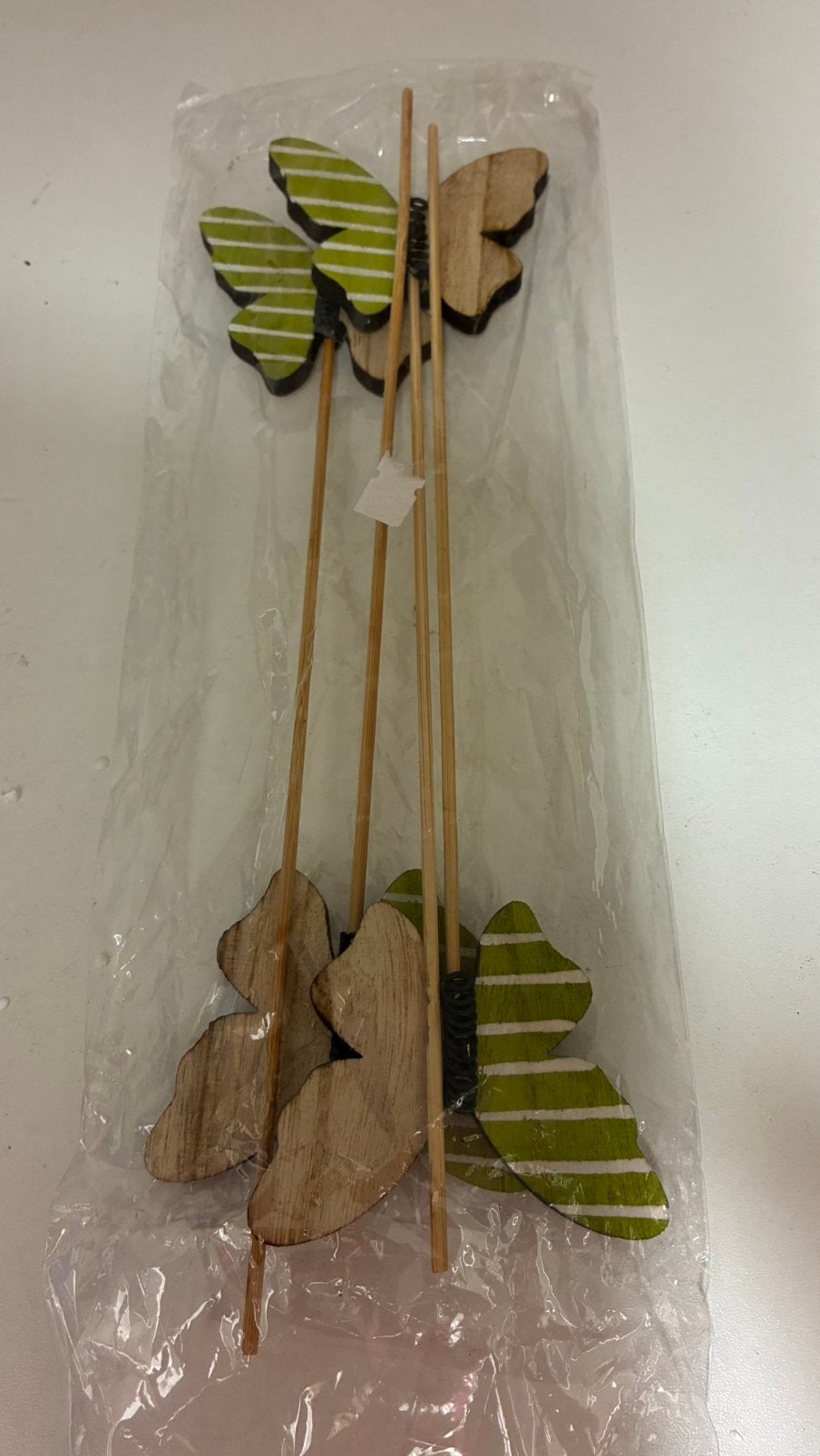 4 Houten Vlinders op een stok (nieuw) planten stokers, Ophalen of Verzenden, Nieuw