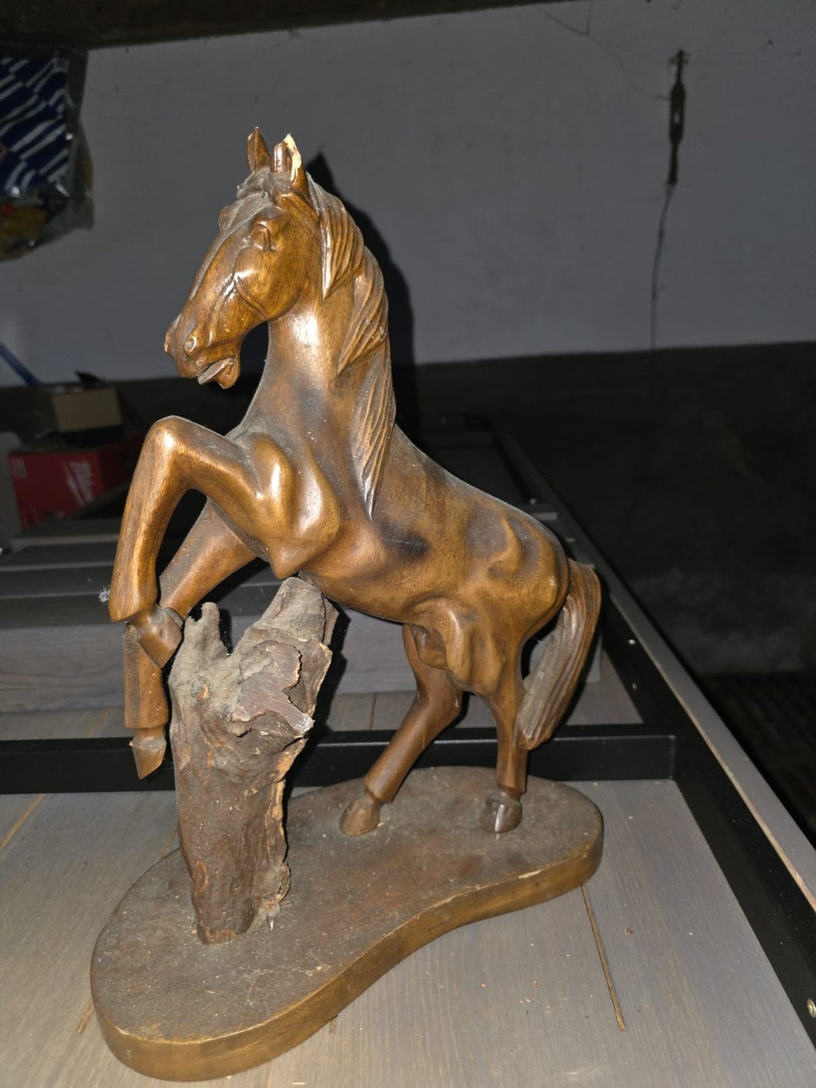 2 Antieke Houten Paarden: Houtsnijwerk & Leer, Ophalen