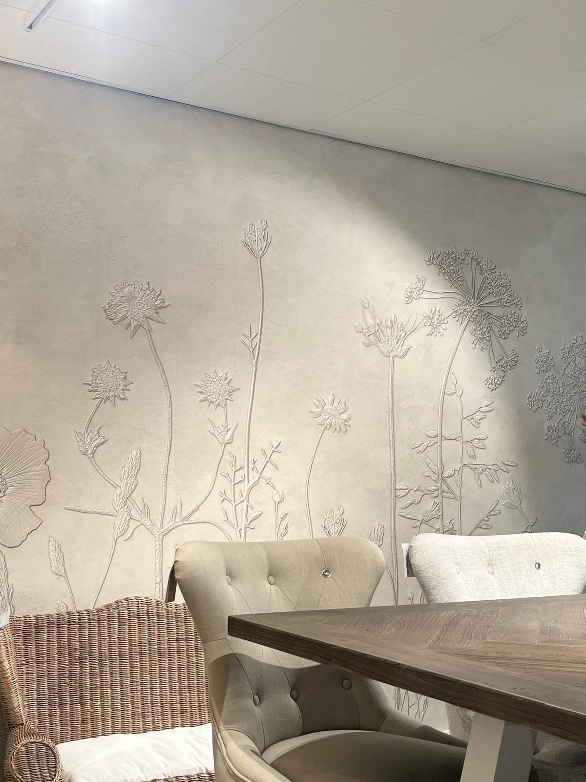 Riviera Maison Behang bloemen 3d, Overige merken, Beige, Ophalen of Verzenden, 5 tot 10 m²