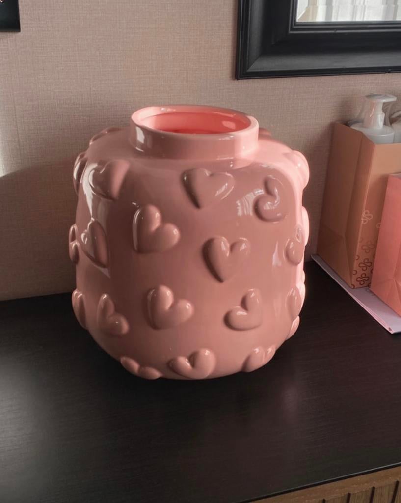 Kwantum Hartjes vaas gloednieuw, Overige kleuren, Ophalen of Verzenden, Minder dan 50 cm, Glas