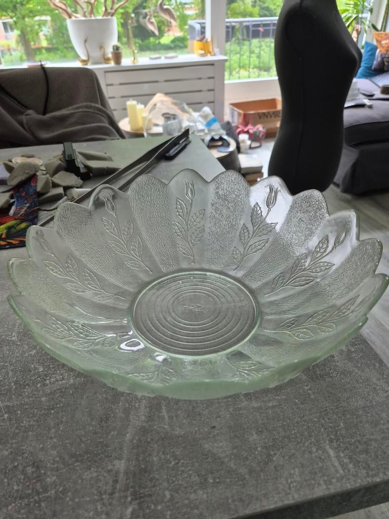 Vintage Glazen Fruitschaal - Opvallend Design, Ophalen of Verzenden