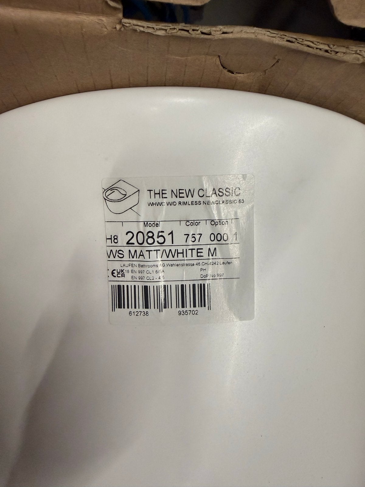 Laufen The New Classic WS Matt/White M Toilet, Ophalen, Nieuw, Toilet