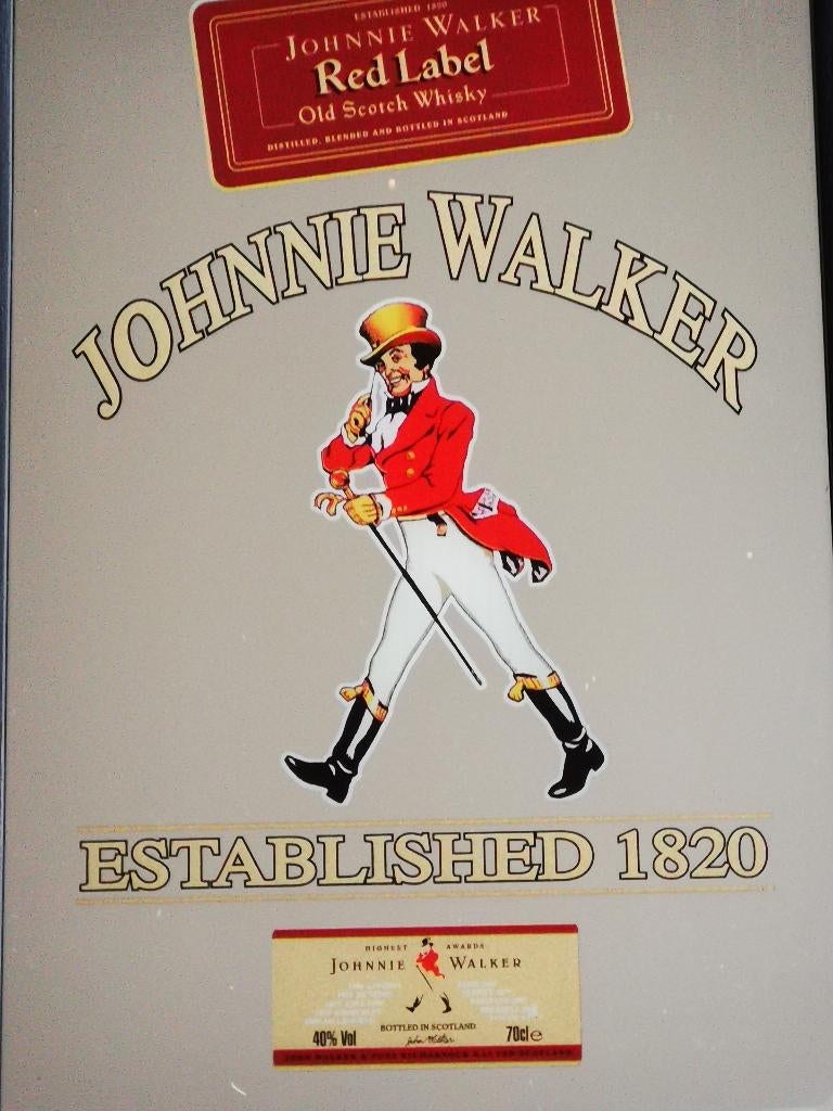 Johnnie Walker Whisky spiegel reclamebord bar mancave charme, Verzamelen, Ophalen of Verzenden, Zo goed als nieuw, Reclamebord