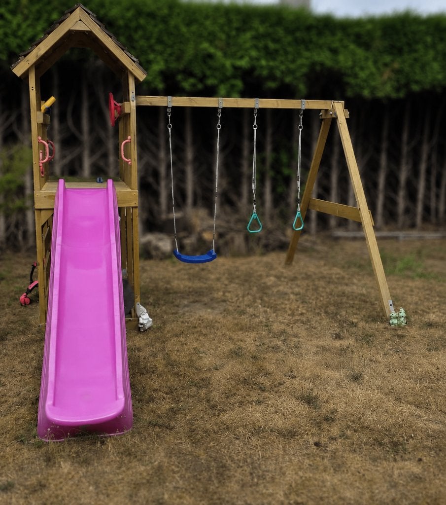 Houten Speeltoestel met Glijbaan, Schommels en Accessoires, Ophalen, Gebruikt, Hout