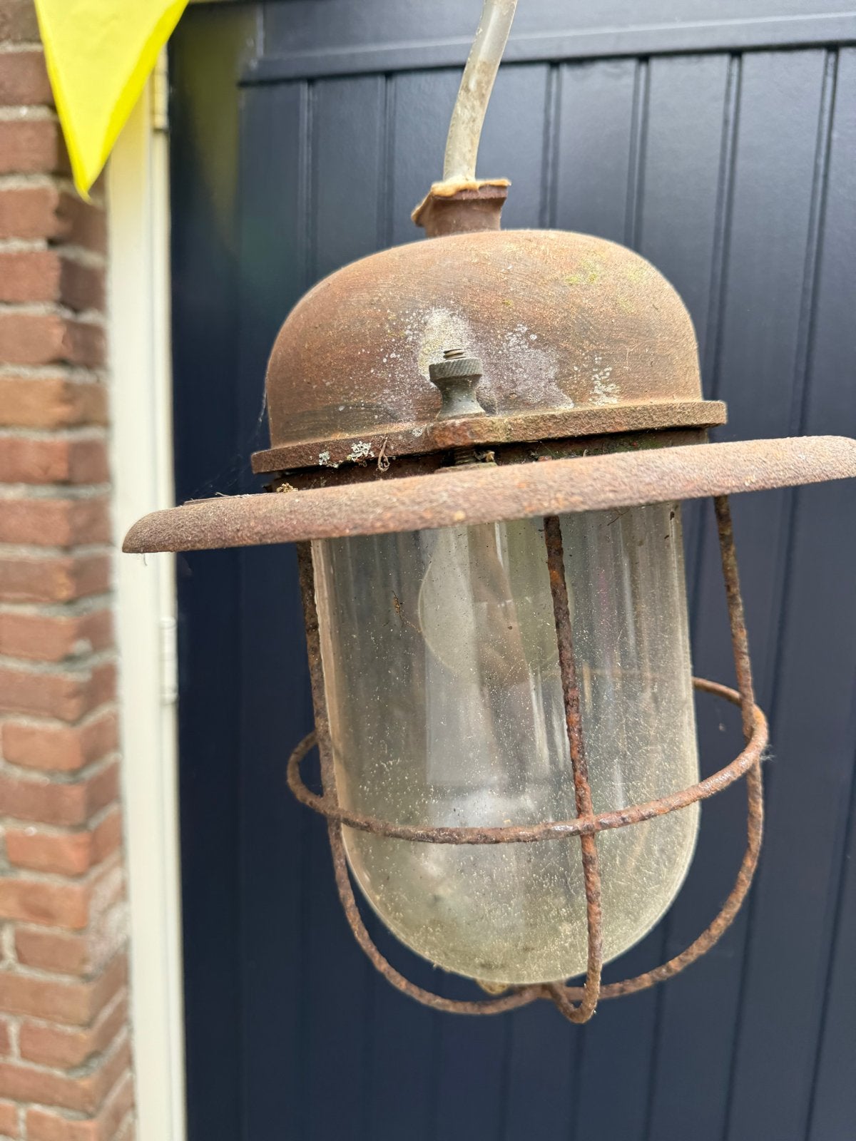Industriële bullylamp - Vintage scheepslamp, Ophalen of Verzenden