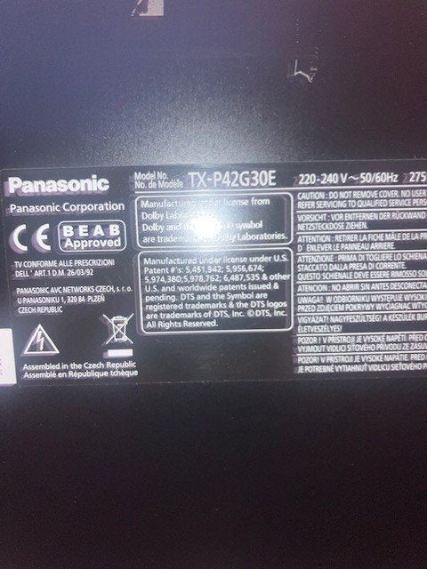 Te koop: Panasonic TX-P42G30E 42 inch Plasma TV, Ophalen, Gebruikt