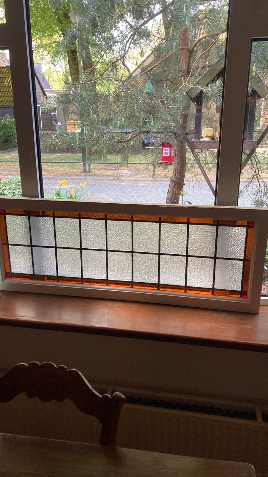 Mooi antiek raam met glas in lood kathedraal glas, Antiek en Kunst, Ophalen