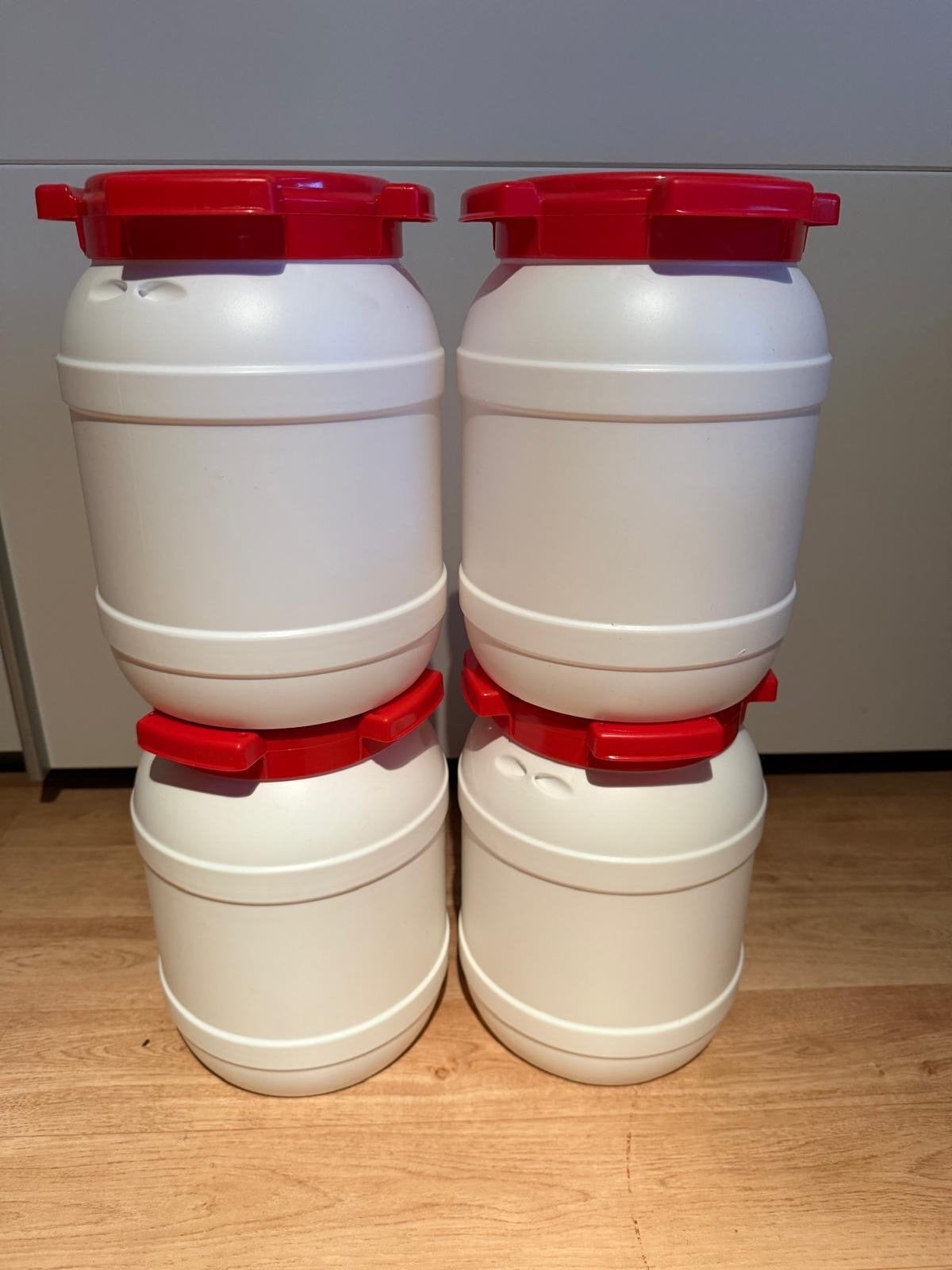 Witte Curtec vaten met rode deksels, Dieren en Toebehoren, Dierenvoeding, Overige soorten, Ophalen of Verzenden