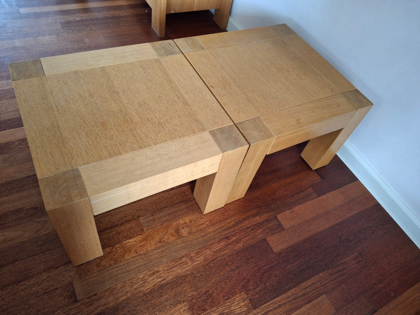 Set van 2 eikenhouten salontafels - 60x60x40 cm, Ophalen, Gebruikt, 50 tot 100 cm, 50 tot 100 cm